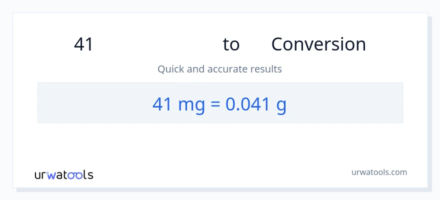 41 മില്ലിഗ്രാം ൽ നിന്ന് ഗ്രാം ലേക്ക് പരിവർത്തനം