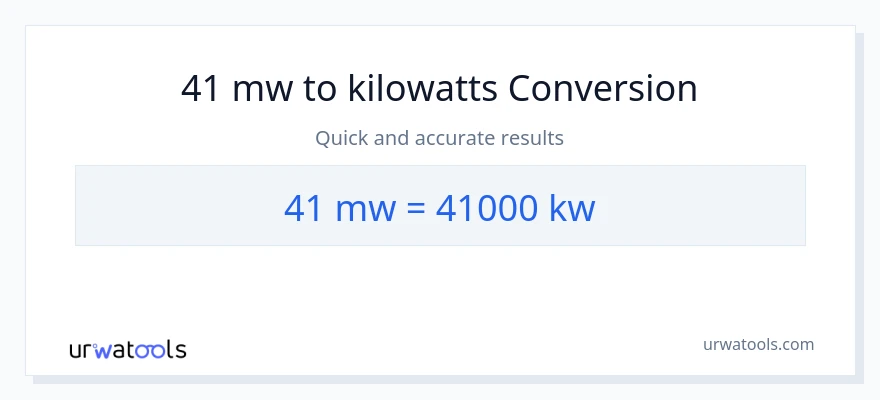 Conversió de 41 megawatts a quilowatts