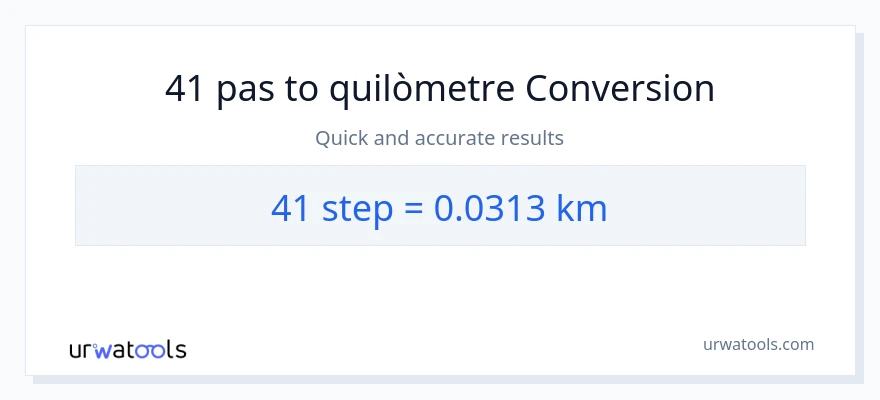 Conversió de 41 passos a Quilòmetres