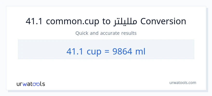 التحويل من 41.1 أكواب إلى ملليلتر