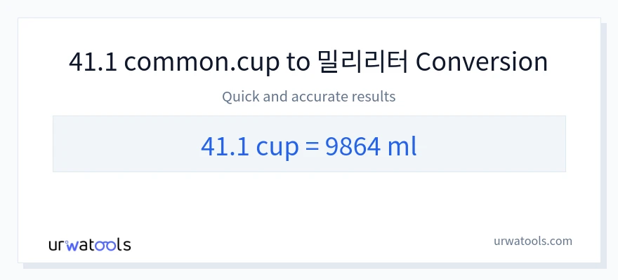41.1 컵에서 밀리리터으로의 변환