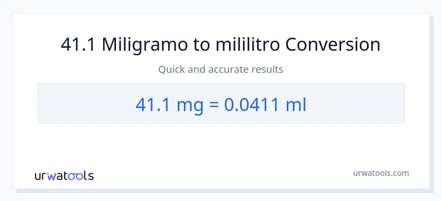 41.1 miligramo patungong mga mililitro na conversion