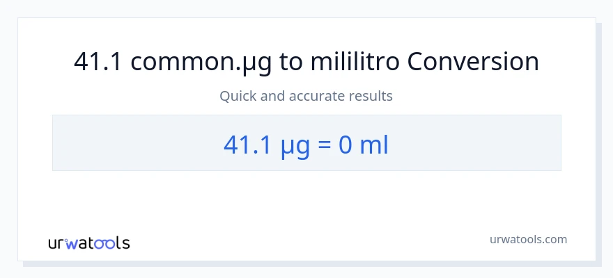 41.1 mga mikrogramo patungong mga mililitro na conversion