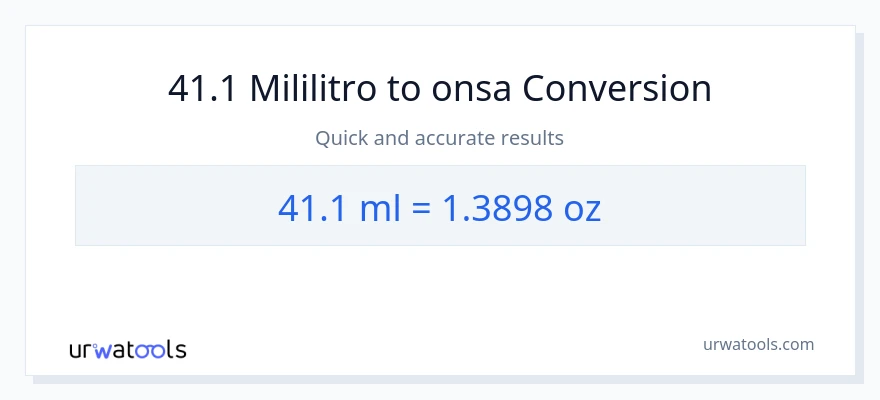 41.1 mga mililitro patungong Mga onsa na conversion