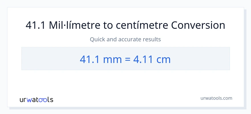 Conversió de 41.1 mil·límetres a Centímetres