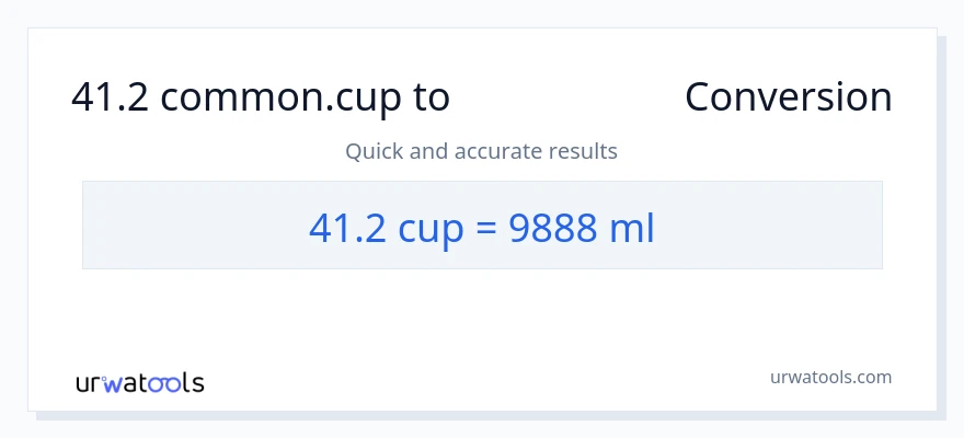 41.2 ಕಪ್‌ಗಳು ರಿಂದ ಮಿಲಿಲೀಟರ್‌ಗಳು ಪರಿವರ್ತನೆ