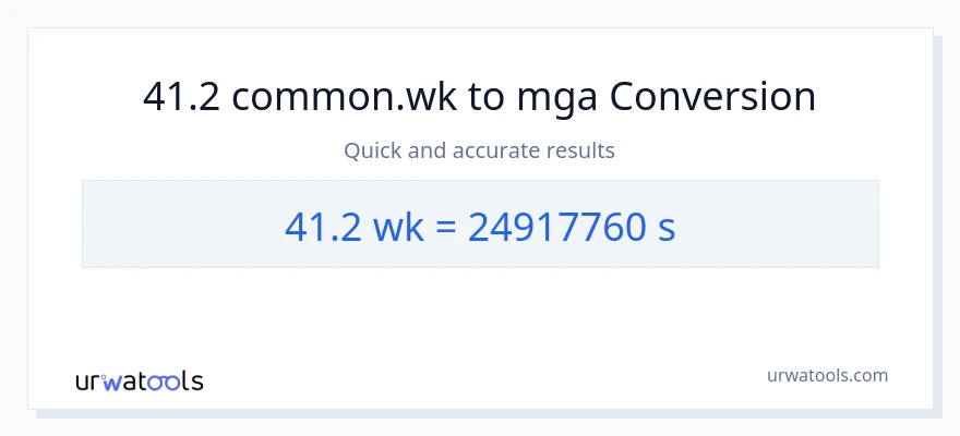 41.2 Mga Linggo patungong Segundo na conversion