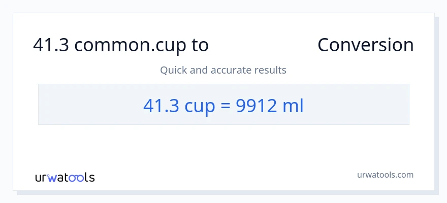 41.3 ಕಪ್‌ಗಳು ರಿಂದ ಮಿಲಿಲೀಟರ್‌ಗಳು ಪರಿವರ್ತನೆ