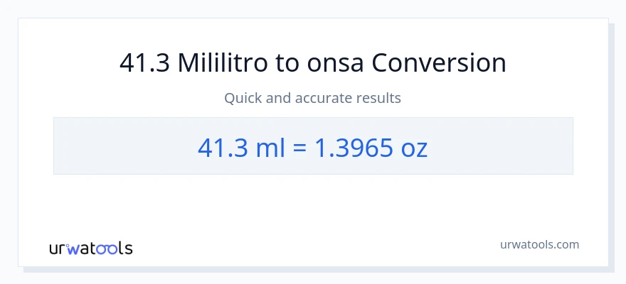 41.3 mga mililitro patungong Mga onsa na conversion
