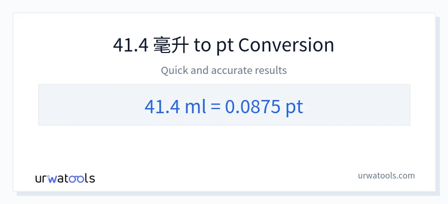 41.4 毫升 到 Pints 轉換