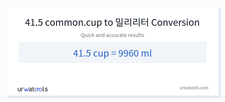 41.5 컵에서 밀리리터으로의 변환