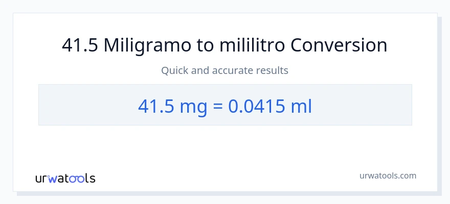 41.5 miligramo patungong mga mililitro na conversion