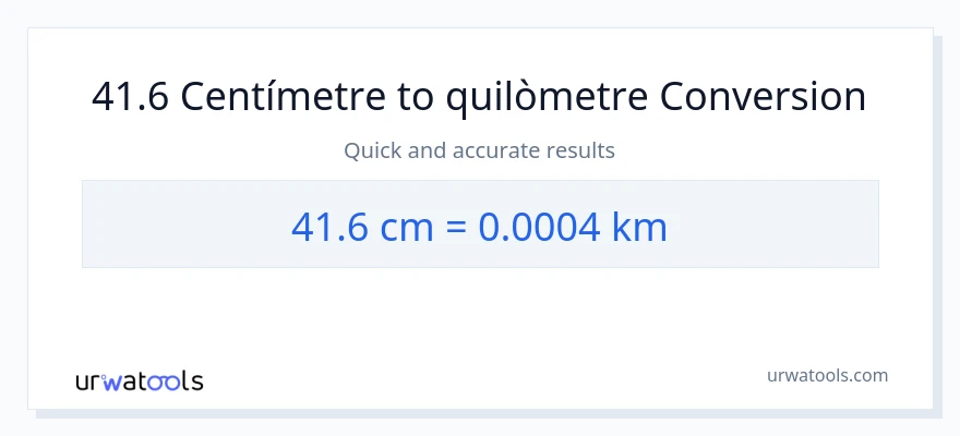 Conversió de 41.6 Centímetres a Quilòmetres