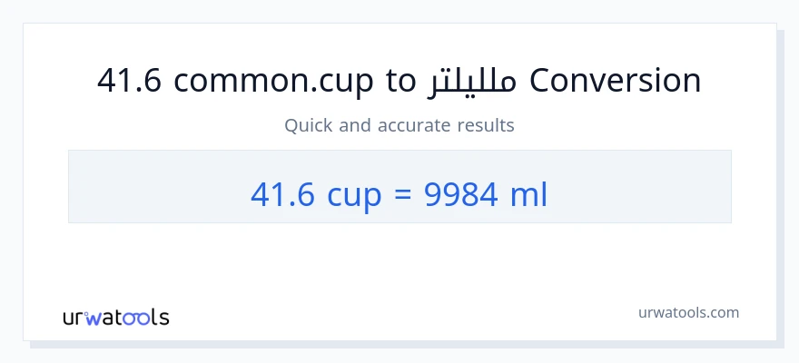 التحويل من 41.6 أكواب إلى ملليلتر