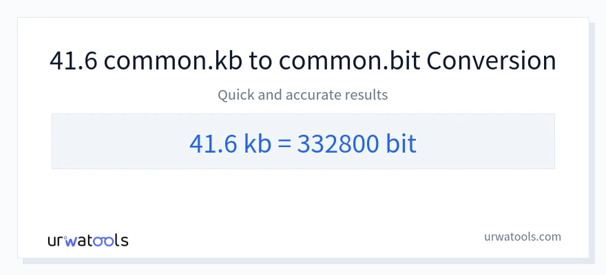41.6 Kilobytes 到 Bits 轉換
