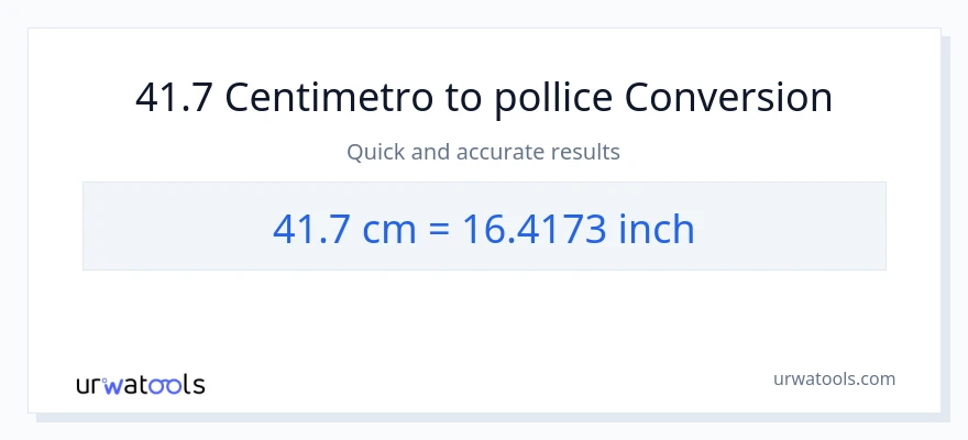Conversione da 41.7 Centimetri a Pollici