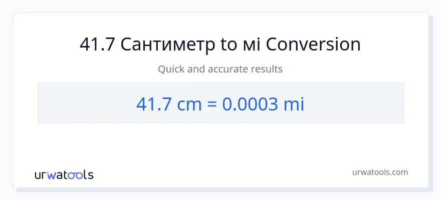 Конверсія з Сантиметри у милі: 41.7