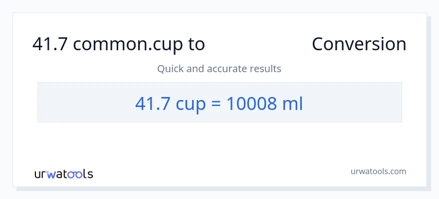 41.7 ಕಪ್‌ಗಳು ರಿಂದ ಮಿಲಿಲೀಟರ್‌ಗಳು ಪರಿವರ್ತನೆ