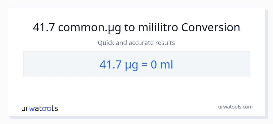 41.7 mga mikrogramo patungong mga mililitro na conversion