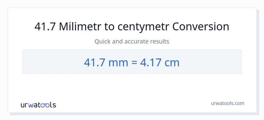 Konwersja 41.7 milimetry do Centymetry
