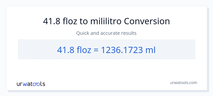 41.8 mga onsa ng likido patungong mga mililitro na conversion