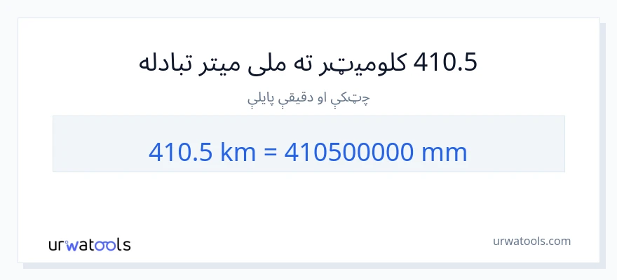 410.5 کیلومتره ته ملی متره بدلون