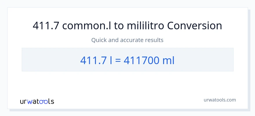 411.7 Liters patungong mga mililitro na conversion