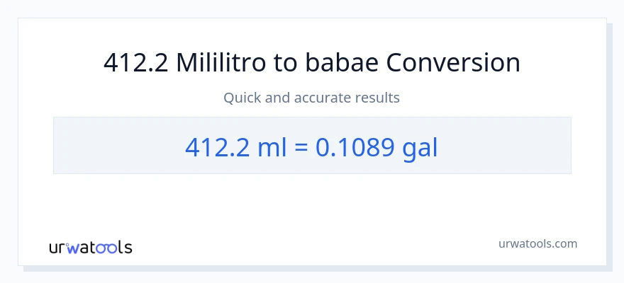 412.2 mga mililitro patungong Mga galon na conversion
