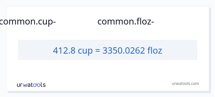 412.8 കപ്പുകൾ ൽ നിന്ന് ദ്രാവക ഔൺസ് ലേക്ക് പരിവർത്തനം