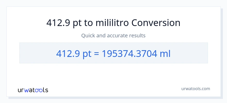 412.9 Pints patungong mga mililitro na conversion