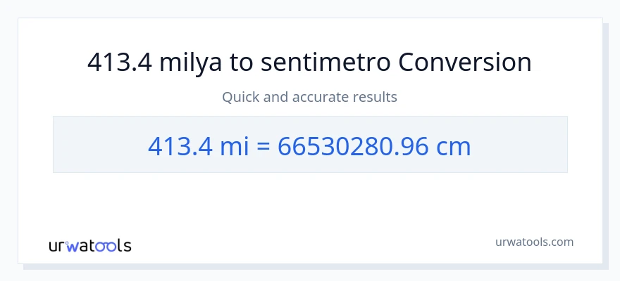 413.4 milya patungong Mga Sentimetro na conversion