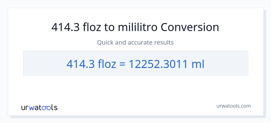 414.3 mga onsa ng likido patungong mga mililitro na conversion