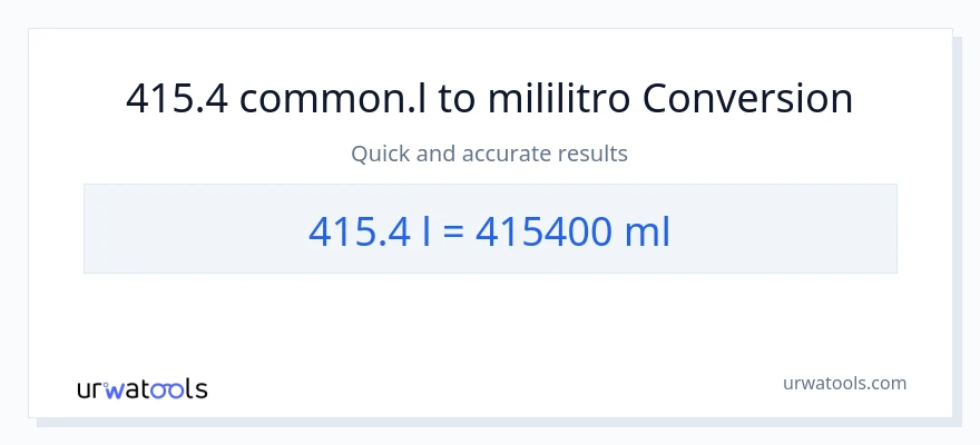 415.4 Liters patungong mga mililitro na conversion