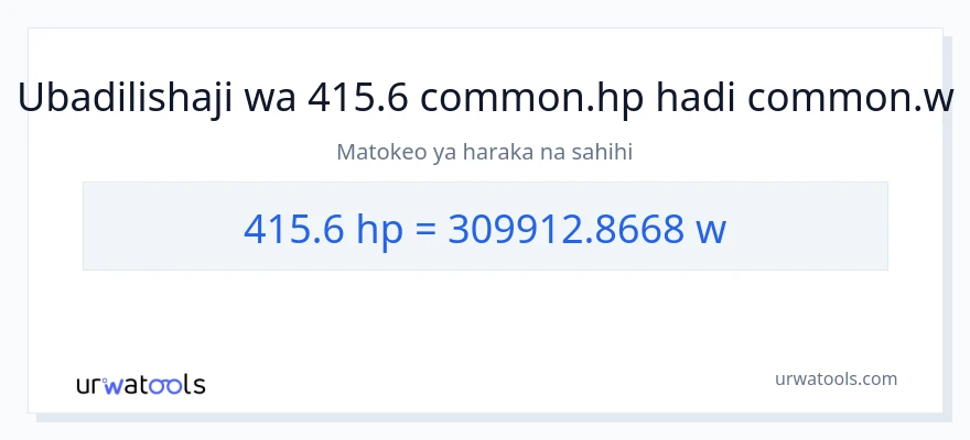 Ubadilishaji wa 415.6 farasi hadi wati
