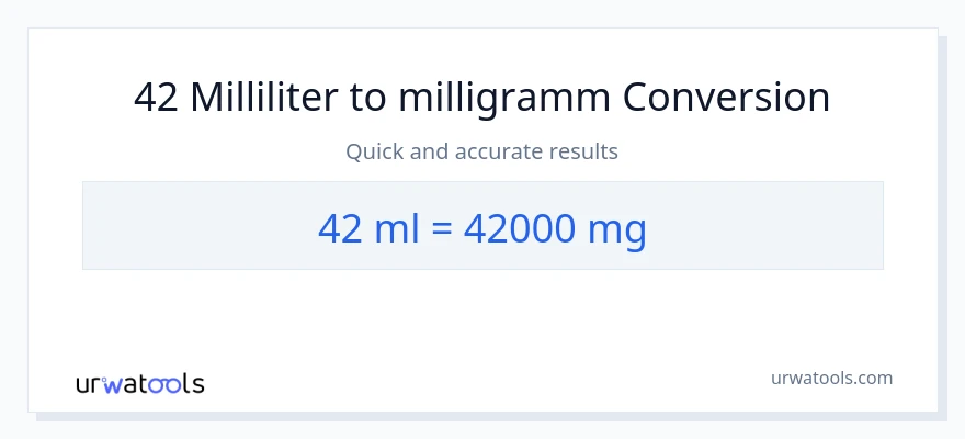 42 Milliliter zu Milligramm Umwandlung