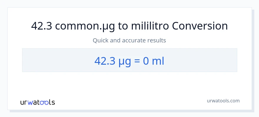 42.3 mga mikrogramo patungong mga mililitro na conversion