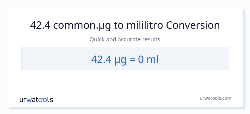42.4 mga mikrogramo patungong mga mililitro na conversion