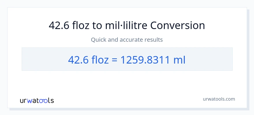 Conversió de 42.6 unces fluides a mil·lilitres