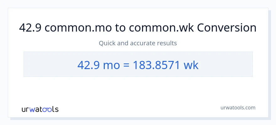 Conversió de 42.9 Mesos a Setmanes