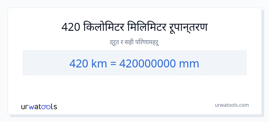 420 किलोमिटर बाट मिलिमिटर सम्म रूपान्तरण