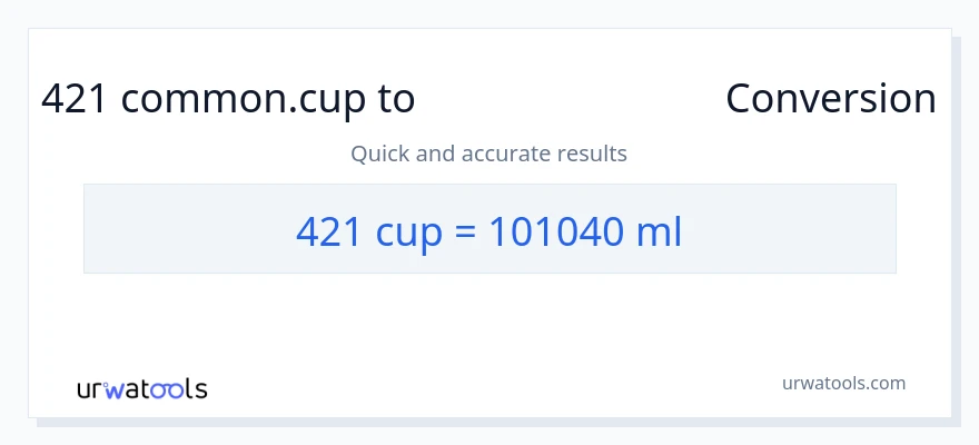 421 കപ്പുകൾ ൽ നിന്ന് മില്ലിലിറ്റർ ലേക്ക് പരിവർത്തനം