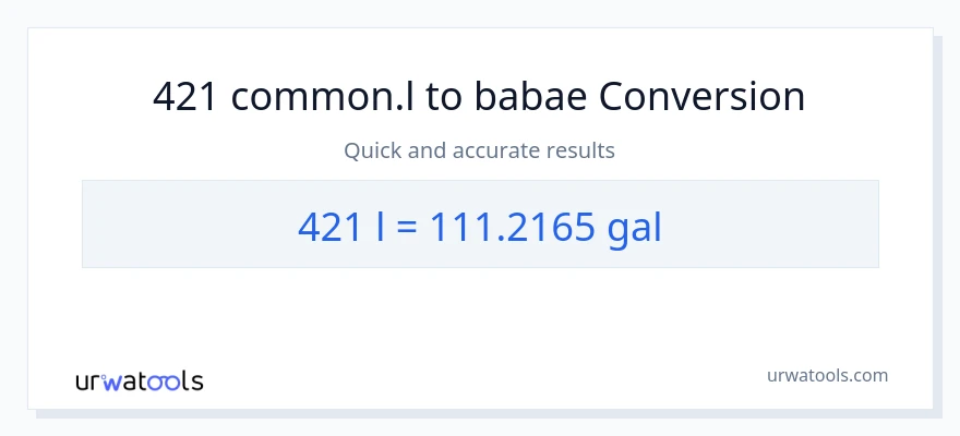 421 Liters patungong Mga galon na conversion