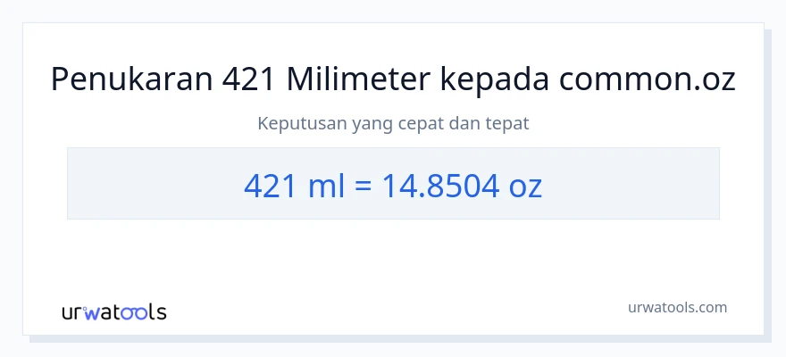 Penukaran 421 mililiter kepada Auns