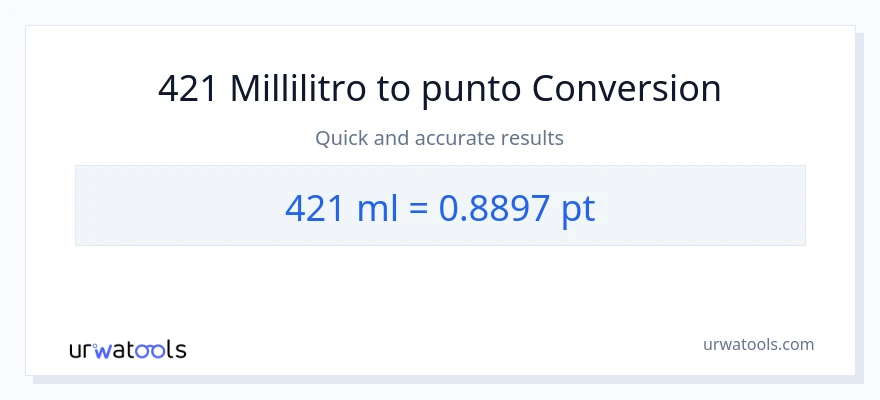 Conversione da 421 millilitri a Pints