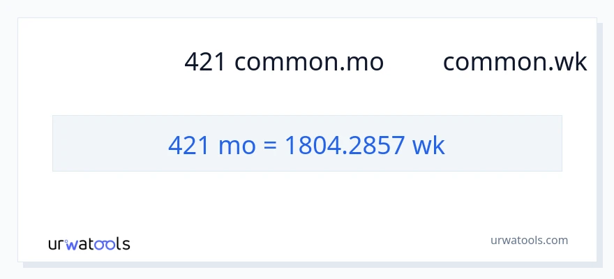 การแปลง 421 หลายเดือน เป็น สัปดาห์