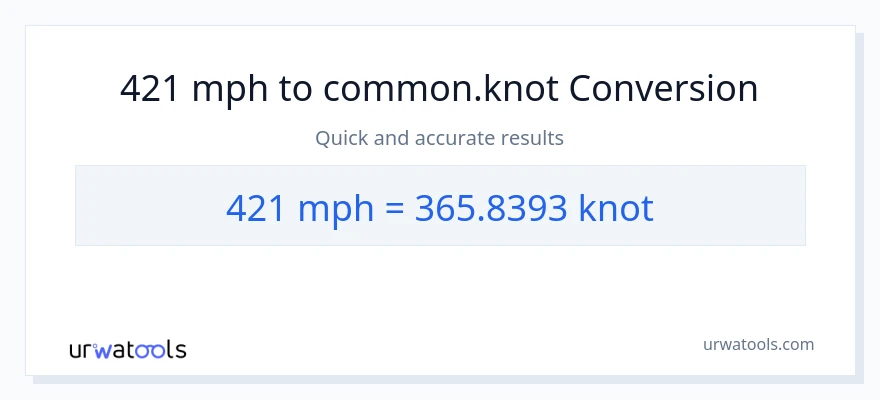 421 milya kada oras patungong Knots na conversion