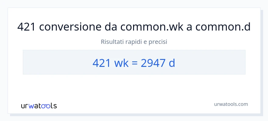 Conversione da 421 settimane a Giorni
