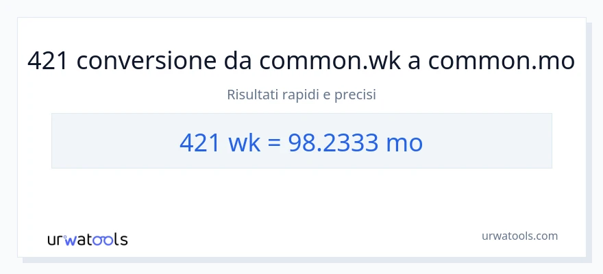 Conversione da 421 settimane a mesi