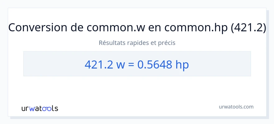 Conversion 421.2 watts vers chevaux-vapeur