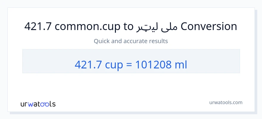 421.7 پيالې ته ملی لیټرونه بدلون